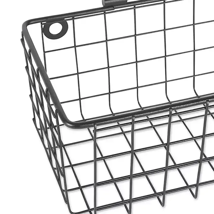 Black Wall Hanging Wire Baskets, Set of 2