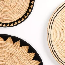 Black Water Hyacinth Basket Wall Plaques, Set of 3