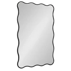 Black Wavy Beveled Rectangular Wall Mirror