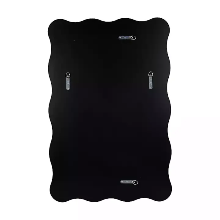 Black Wavy Beveled Rectangular Wall Mirror