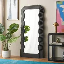 Black Wavy Mayha Leaner Mirror
