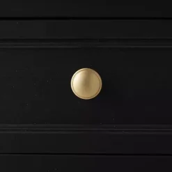 Black Wood & Natural Rattan 2-Door Cabinet