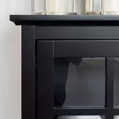 Black Wood and Glass Buffet Cabinet