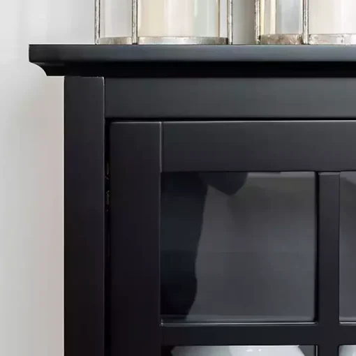 Black Wood and Glass Buffet Cabinet