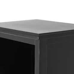 Black Wood and Rattan 3-Tier Bookcase