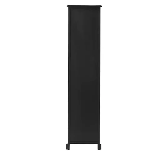 Black Wood and Rattan 3-Tier Bookcase