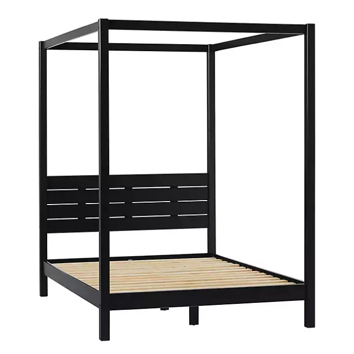 Black Wood Canopy Full Bed