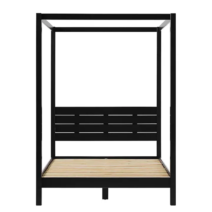 Black Wood Canopy Full Bed