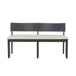 Black Wood Cream Upholstered Bench