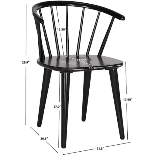 Black Wood Curved Spindle Dining Chairs, Set of 2