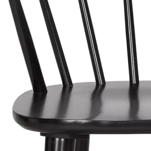 Black Wood Curved Spindle Dining Chairs, Set of 2