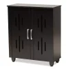 Black Wood Cut-Out Shoe Storage Cabinet