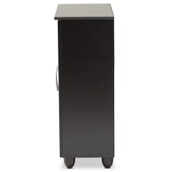 Black Wood Cut-Out Shoe Storage Cabinet