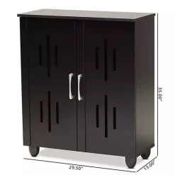 Black Wood Cut-Out Shoe Storage Cabinet