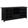 Black Wood 2-Door Windowpane Media Cabinet
