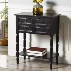 Black Wood 4-Drawer Barrett Console Table