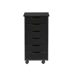 Black Wood 6-Drawer Cary Storage Cart