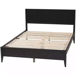 Black Wood Fluted Headboard Primrose Queen Bed
