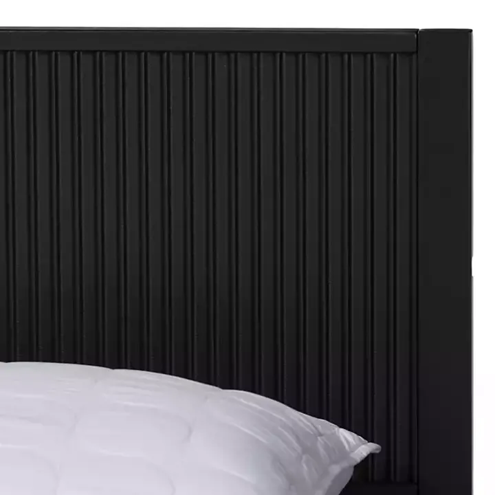Black Wood Fluted Headboard Primrose King Bed