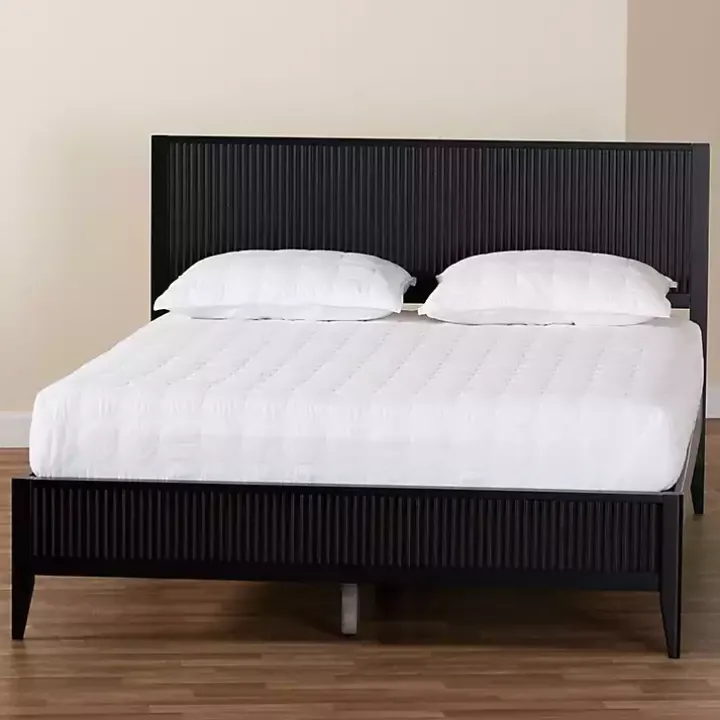 Black Wood Fluted Headboard Primrose King Bed