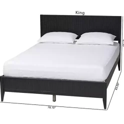 Black Wood Fluted Headboard Primrose King Bed