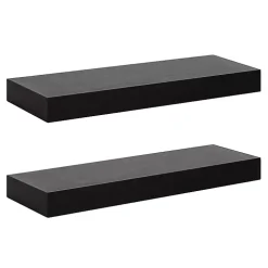 Black Wood 2-pc. Floating Shelves, 24 in.