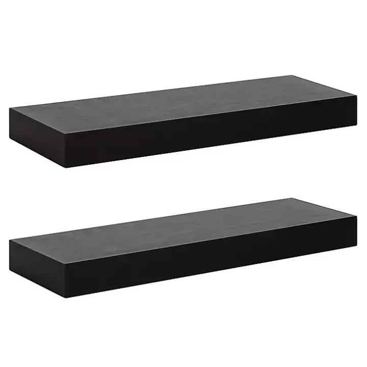 Black Wood 2-pc. Floating Shelves, 24 in.