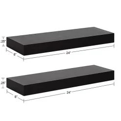 Black Wood 2-pc. Floating Shelves, 24 in.