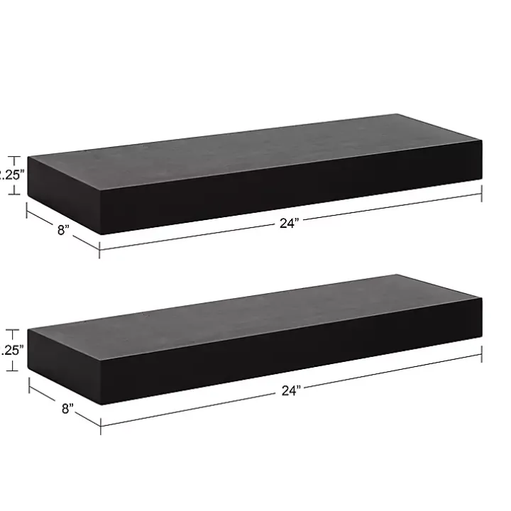 Black Wood 2-pc. Floating Shelves, 24 in.