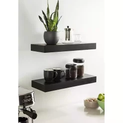 Black Wood 2-pc. Floating Shelves, 24 in.