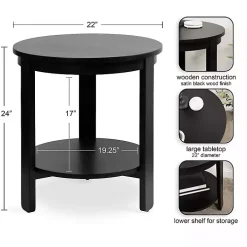 Black Wood Round Ford Accent Table