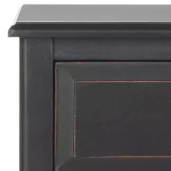 Black Wood Side Table with Baskets