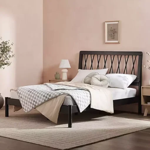 Black Wood Spindle Headboard Full Bed