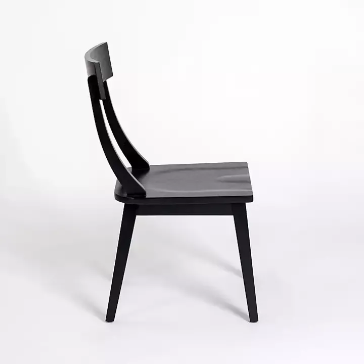 Black Wood T-Back Dining Chairs, Set of 2