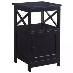 Black Wood X Sides Storage Accent Table