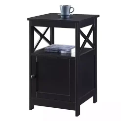 Black Wood X Sides Storage Accent Table