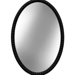 Black Wooden Oval Beaded Mirror