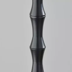 Black Woven Rattan Shade Bailey Floor Lamp