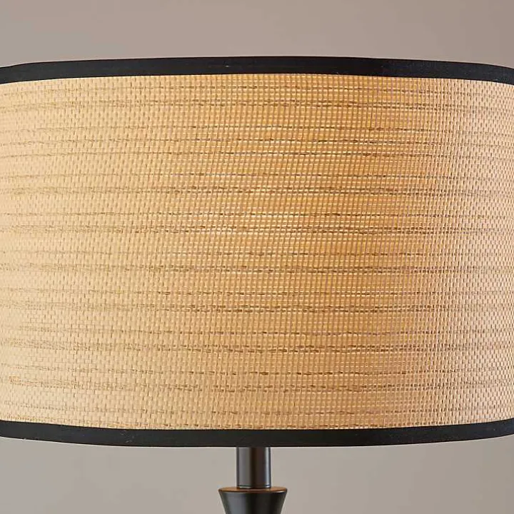 Black Woven Rattan Shade Bailey Floor Lamp