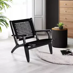 Black Woven Rope Accent Chair