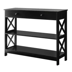 Black X-Frame 2-Shelf Console Table