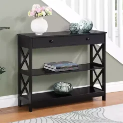 Black X-Frame 2-Shelf Console Table