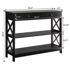 Black X-Frame 2-Shelf Console Table