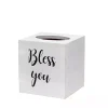 Bless You White Wood Tissue Box Cover