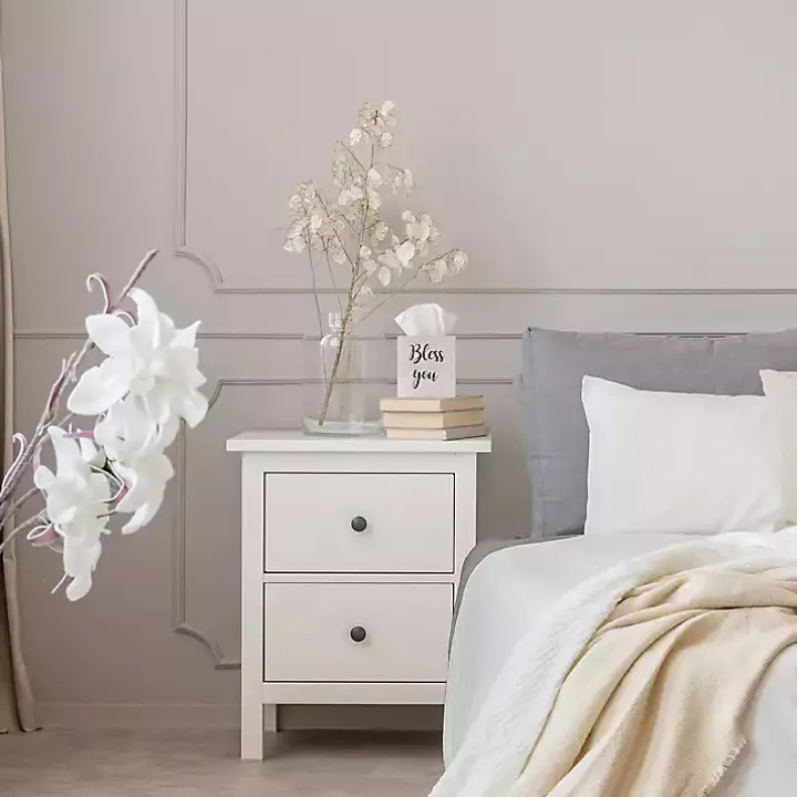 Bless You White Wood Tissue Box Cover