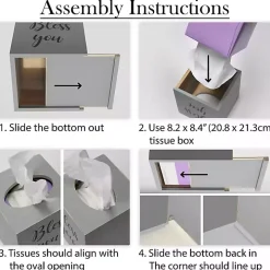 Bless You White Wood Tissue Box Cover