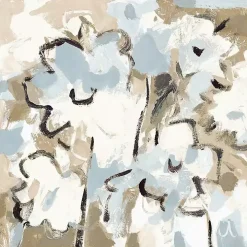 Blue Abstract Floral Framed Canvas Art Print