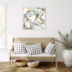 Blue Abstract Floral Framed Canvas Art Print