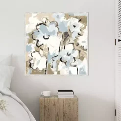 Blue Abstract Floral Framed Canvas Art Print