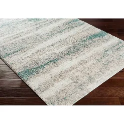 Blue Abstract Soft Lines Area Rug, 5x8